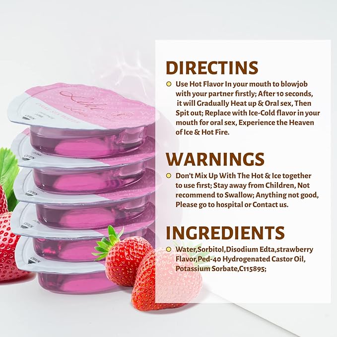 Flavored Edible Lube for Oral Blowjob Jelly Sex Oral Water for Couple Adult, No Rinse Lubricant 10 -Pack (Strawberry & Mint) - Image 3
