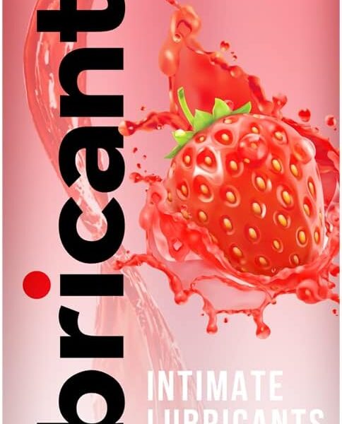 No Rinse Water-Based Personal Lubricant, Strawberry Flavored Lube, Intimate Longlasting Non-Sticky Gel for Couples Massage (Strawberry)