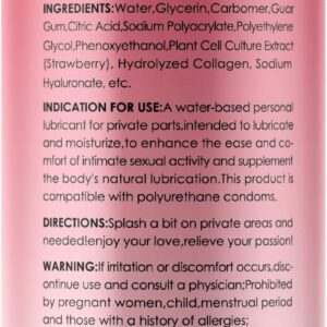 No Rinse Water-Based Personal Lubricant, Strawberry Flavored Lube, Intimate Longlasting Non-Sticky Gel for Couples Massage (Strawberry) - Image 3
