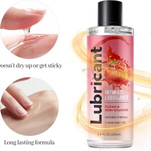 No Rinse Water-Based Personal Lubricant, Strawberry Flavored Lube, Intimate Longlasting Non-Sticky Gel for Couples Massage (Strawberry) - Image 4
