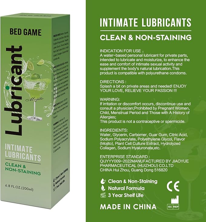 No Rinse Water-Based Personal Lubricant, No-Residue Flavored Lube, Intimate Longlasting Non-Sticky Gel for Couples Massage - 6.8 Oz (Mojito) - Image 4