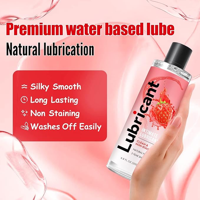 No Rinse Water-Based Personal Lubricant, Strawberry Flavored Lube, Intimate Longlasting Non-Sticky Gel for Couples Massage (Strawberry) - Image 5