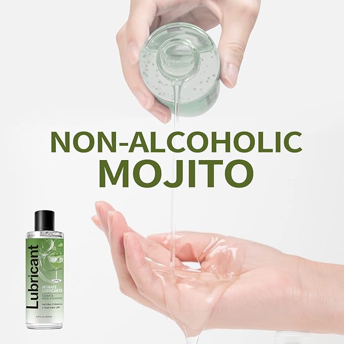 No Rinse Water-Based Personal Lubricant, No-Residue Flavored Lube, Intimate Longlasting Non-Sticky Gel for Couples Massage - 6.8 Oz (Mojito) - Image 6