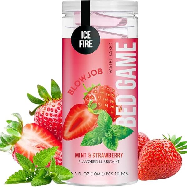 Flavored Edible Lube for Oral Blowjob Jelly Sex Oral Water for Couple Adult, No Rinse Lubricant 10 -Pack (Strawberry & Mint)