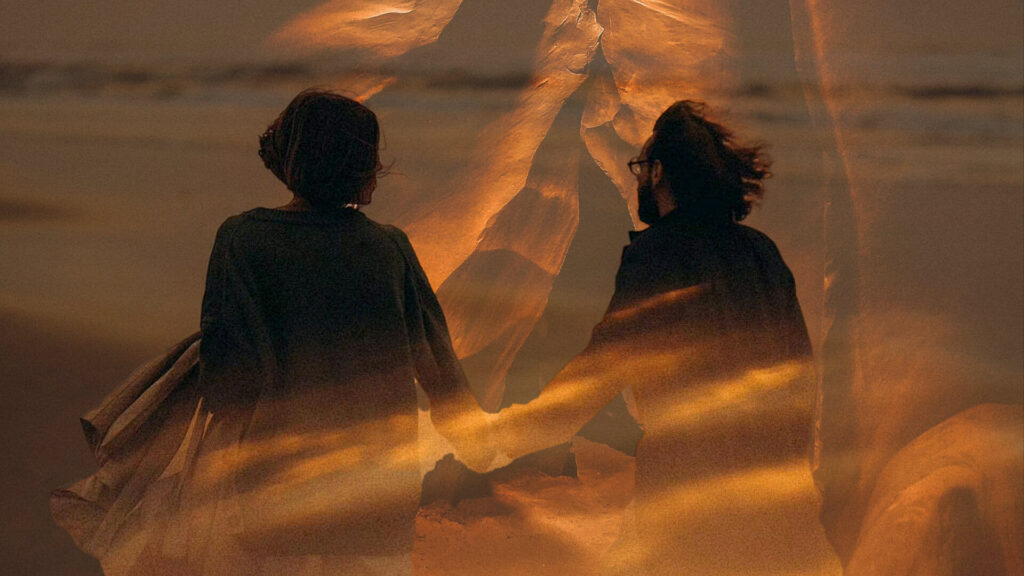 Cave paintings + couple silhouettes