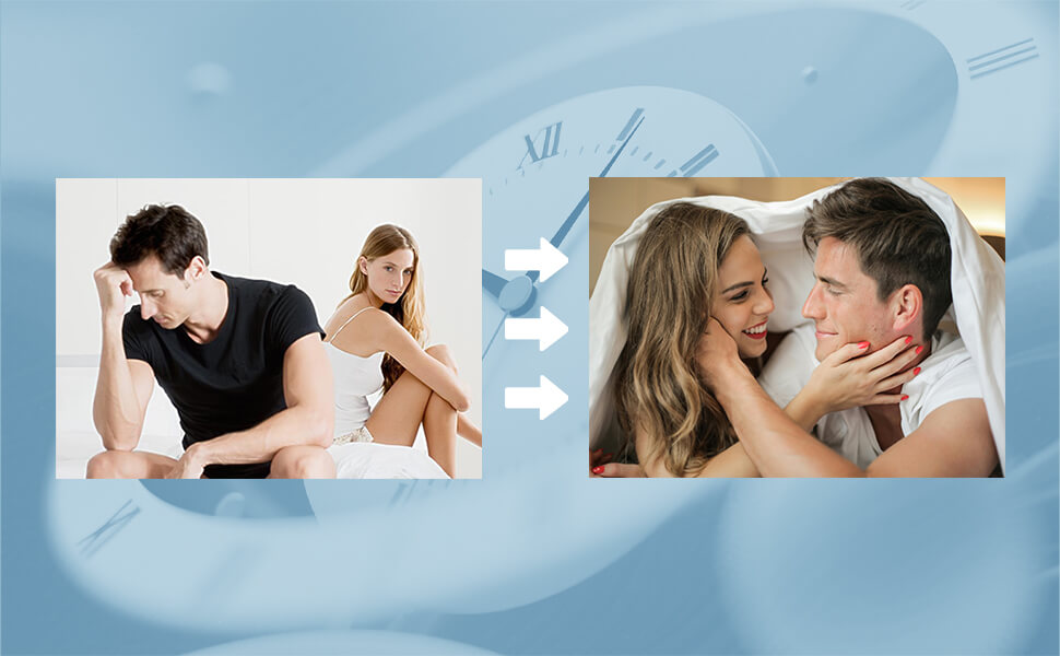 worried man about intimacy , has transfered to have satisfied expericence with partner