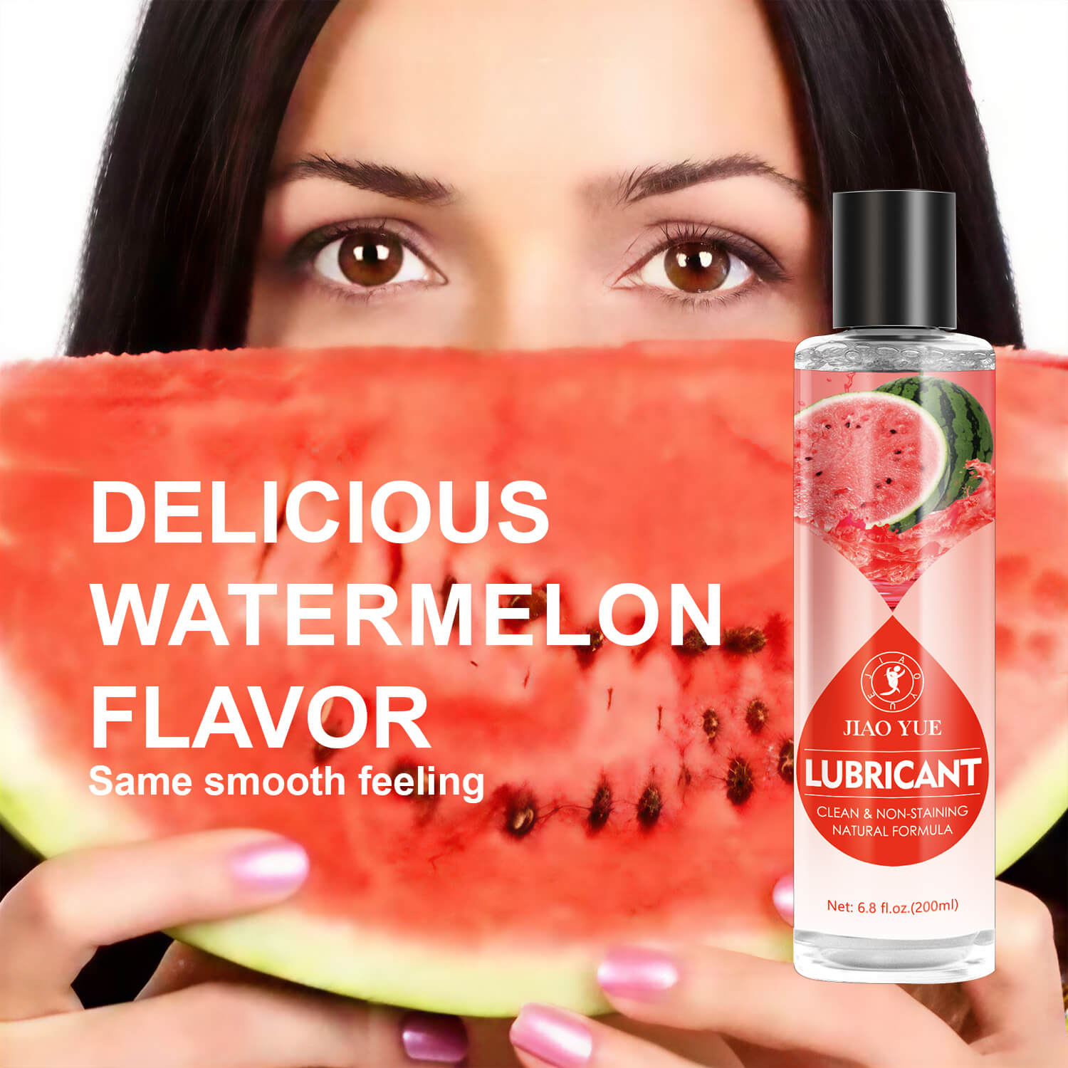 Water‑based watermelon lube ingredient list with hyaluronate and plant extract
