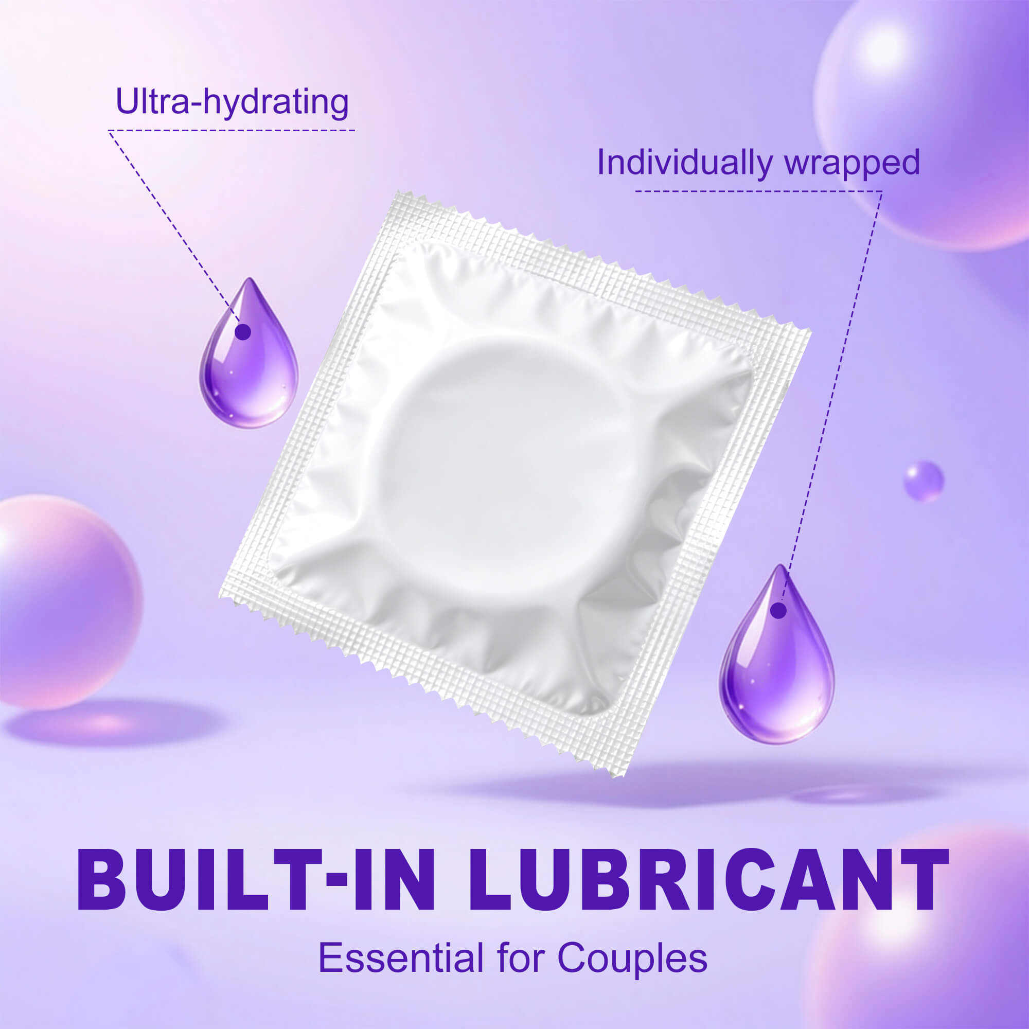 Close up of large raised dotted textured pre-lubricated condoms