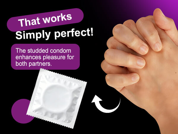 Raised dots texture closeup on pre-lubricated sensation condoms