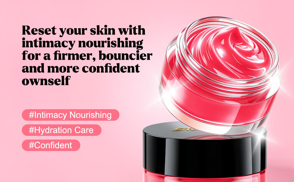 Feminine Vaginal Firming Cream botanical ingredients graphic with Centella Asiatica, PDRN Sodium DNA and Sodium Hyaluronate