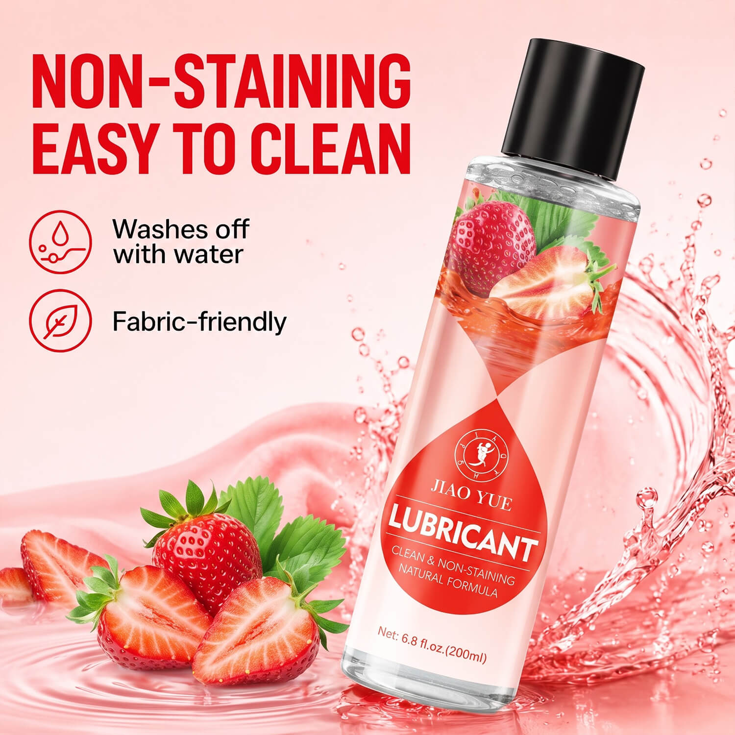 Portable 6.8fl oz travel size strawberry intimate lubricant